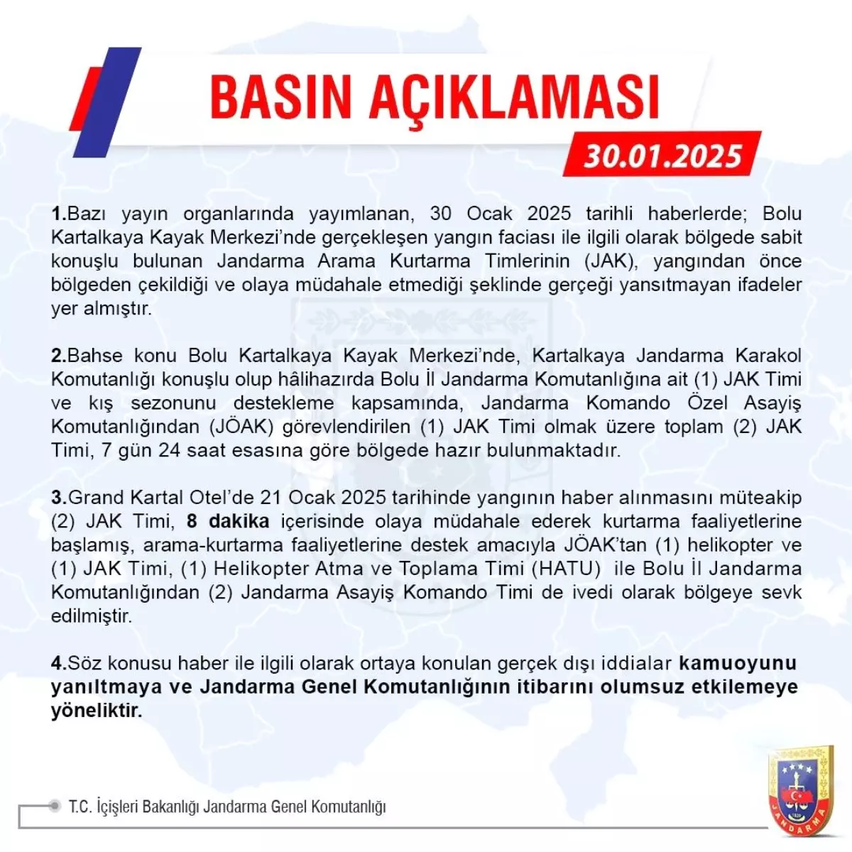 Jandarma’dan Yangın İddialarına Yanıt